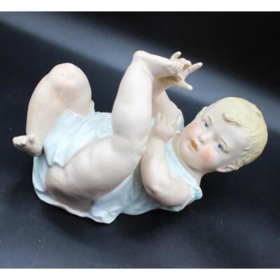 Antique Gebruder Heubach Porcelain Bisque Piano Baby Figurine