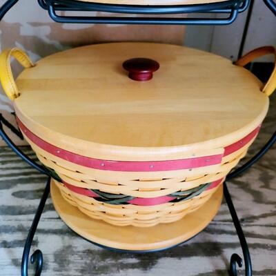 LONGABERGER LARGE SNOWMAN W/ BASKETS, LIDS, INSERTS & ORIGINAL BOX