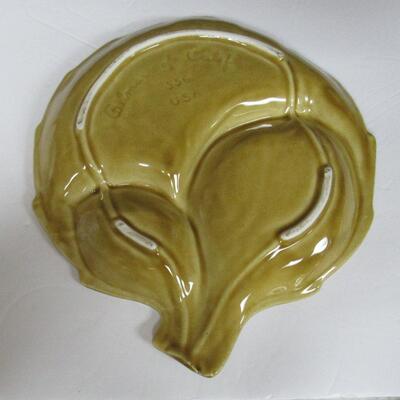 Vintage Belmar of California Pottery Divided Relish Dish Leaf Shaped