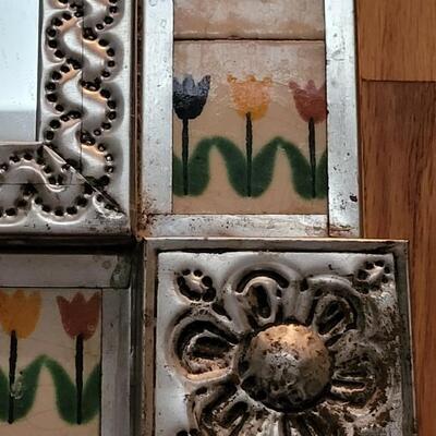 Lot 236: Mexican Tile and Tin Folk Art Mirror