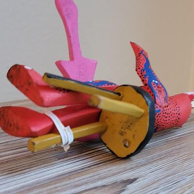 Lot 245: Mexican Handpainted Wood Folk Art Devil Playing the Guitar