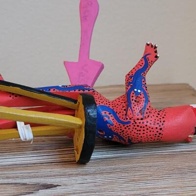 Lot 245: Mexican Handpainted Wood Folk Art Devil Playing the Guitar