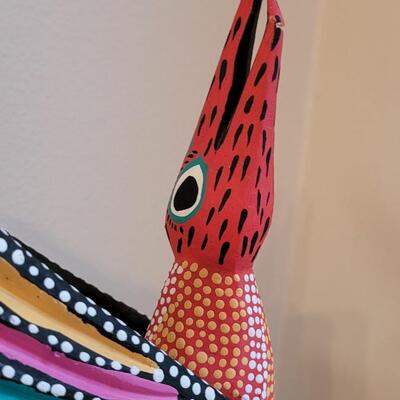Lot 246: Handpainted Mexican Folk Art Alejibre Wood Bird