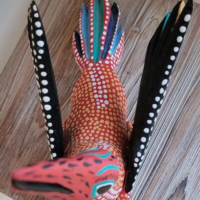 Lot 246: Handpainted Mexican Folk Art Alejibre Wood Bird