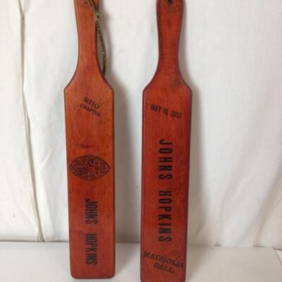 C402 Pair of Vintage 1953,1955 Johns Hopkins Fraternity Paddles