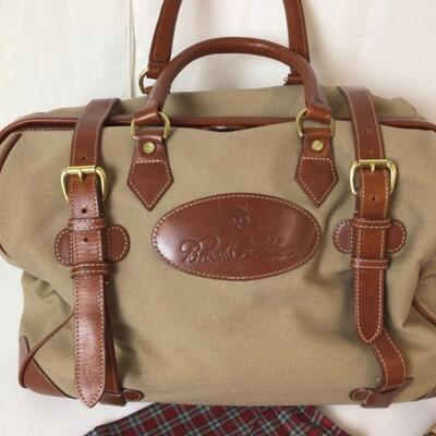 C407 Like New Brooks Brothers Canvas & Leather Duffel Bag Tote