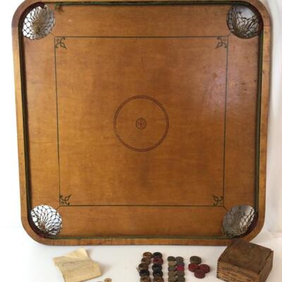 C414 Antique Carromâ€™s Crokinole Wooden Game board