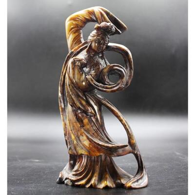 Vintage Carved Soapstone Dancing Asian Woman Geisha Figurine Statuette