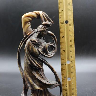 Vintage Carved Soapstone Dancing Asian Woman Geisha Figurine Statuette