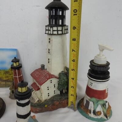 9 pc Lighthouse Decor, including ceramic tile & soap pump