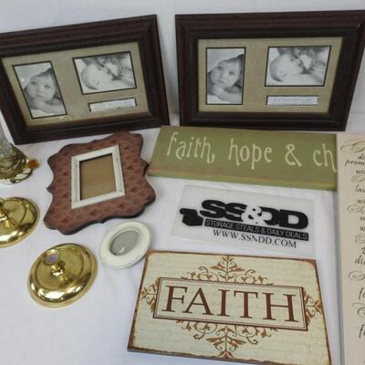 10 pc Home Decor: Faith, Frames, Wall Decor, Lamp, Candle Holders