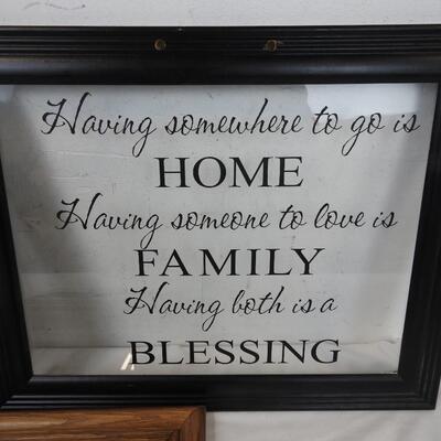 3 Framed Decor Pieces, Home/Family/Blessing, Christ