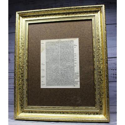 Framed Medieval Book Page Manuscript Wolles 16th Century