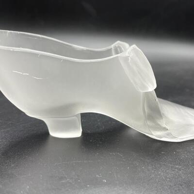 Frosted Glass High Heel Shoe with a Bow