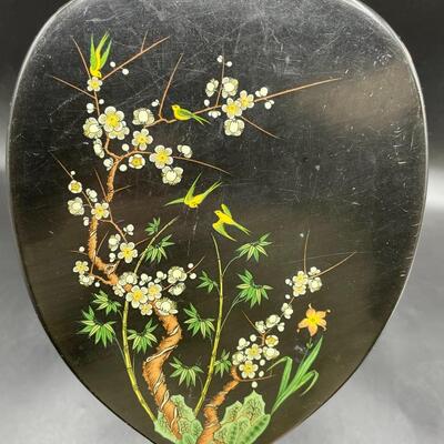 Vintage Hand Held Mirror with a Floral Design