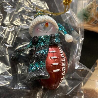 3 pc Hallmark Ornament Lot with EAGLES Football Snowman