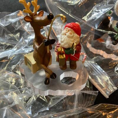 3 pc Hallmark Ornament Lot with Ice Fishing Reindeer