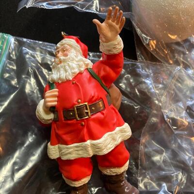 3 pc Hallmark Ornament Lot with Waving Santa