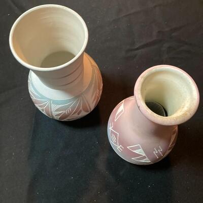 Pair of Southwestern Pottery Vases 8" Each