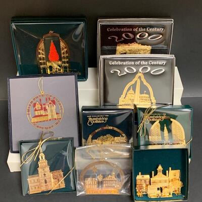 Lot 471: Vintage 24K Finish Celebration Ornaments, PA and NJ  Ornaments