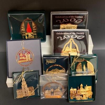 Lot 471: Vintage 24K Finish Celebration Ornaments, PA and NJ  Ornaments