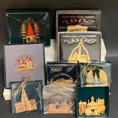 Lot 471: Vintage 24K Finish Celebration Ornaments, PA and NJ  Ornaments