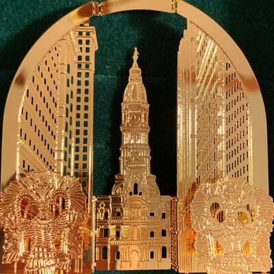 Lot 471: Vintage 24K Finish Celebration Ornaments, PA and NJ  Ornaments