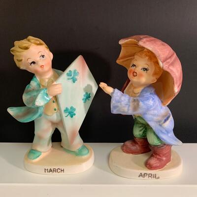 Lot 470: Vintage Lefton Twelve Months of the Year Figurines (Boys)