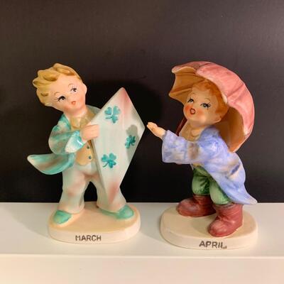 Lot 470: Vintage Lefton Twelve Months of the Year Figurines (Boys)