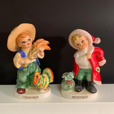 Lot 470: Vintage Lefton Twelve Months of the Year Figurines (Boys)