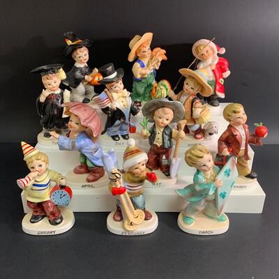 Lot 470: Vintage Lefton Twelve Months of the Year Figurines (Boys)
