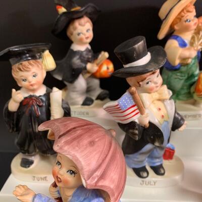 Lot 470: Vintage Lefton Twelve Months of the Year Figurines (Boys)