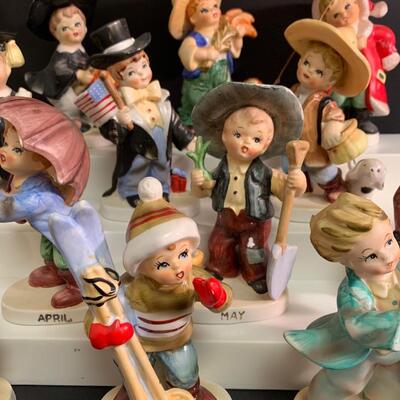 Lot 470: Vintage Lefton Twelve Months of the Year Figurines (Boys)