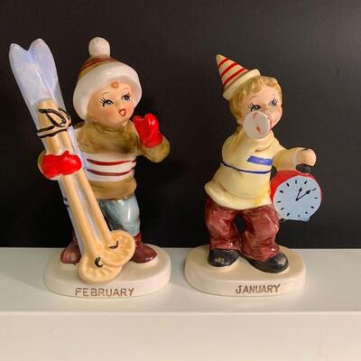 Lot 470: Vintage Lefton Twelve Months of the Year Figurines (Boys)