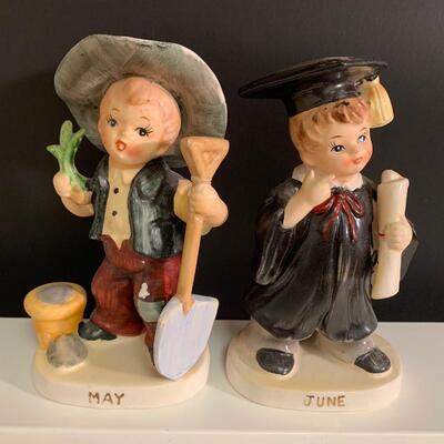 Lot 470: Vintage Lefton Twelve Months of the Year Figurines (Boys)
