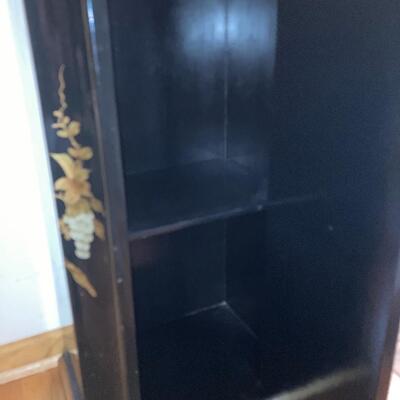 Oriental Stand and Wall Mirror With Inlaid Mother of Pearl