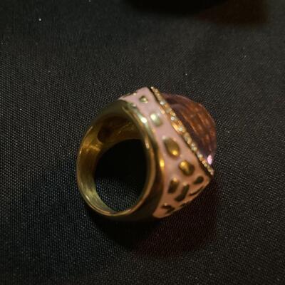 Pink Heavy Ring with Round Cut Stone