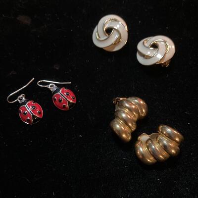 3 pairs of Vintage Earrings with Ladybug 