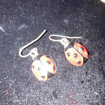 3 pairs of Vintage Earrings with Ladybug 