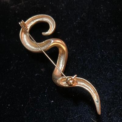 Gold Brooch with Modern Squiggle