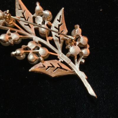 Gold Pearl Style Branch Brooch Pin