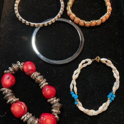 Mixed 5 piece Bracelet Lot with Large Red Cherry Stone Style
