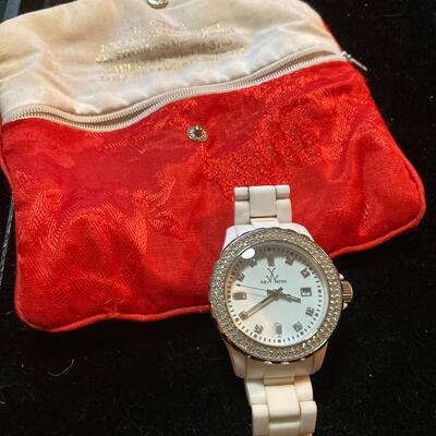 White Bling TOY Watch with Silk Case