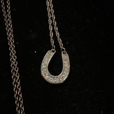 Set of 5 Silver Necklaces with Horseshoe Pendant and more...