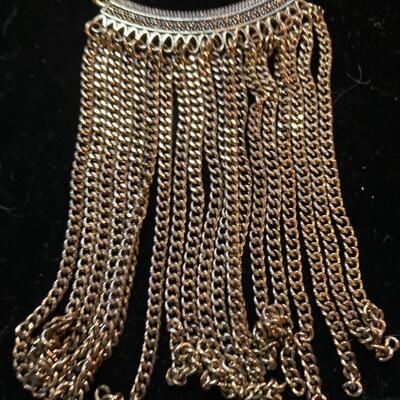 Three Large Gold Chain Necklaces with Mesh Purse Style and more...