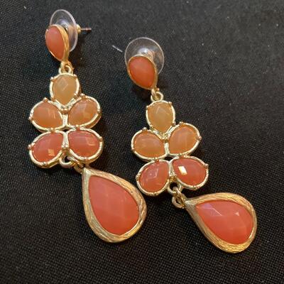4 Pairs of Vintage Earrings with Triple Red Hoops