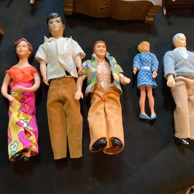 Large Vintage Doll Furniture and Figurine Lot INCLUDES Custom House!