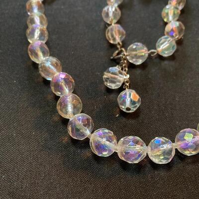 Clear Bead Necklace and Bracelet Set