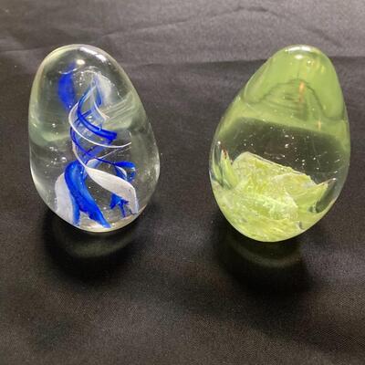 Pair of Vintage Glass Paperweights