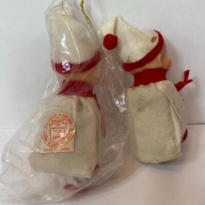 Lot 336: New Vintage Japan Knee Hugger, Felt Santa, and Pixie Elves Tree Clips (Marked Japan)